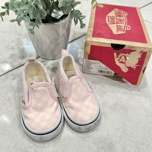Pink and white checkered Vans size 4 toddlers